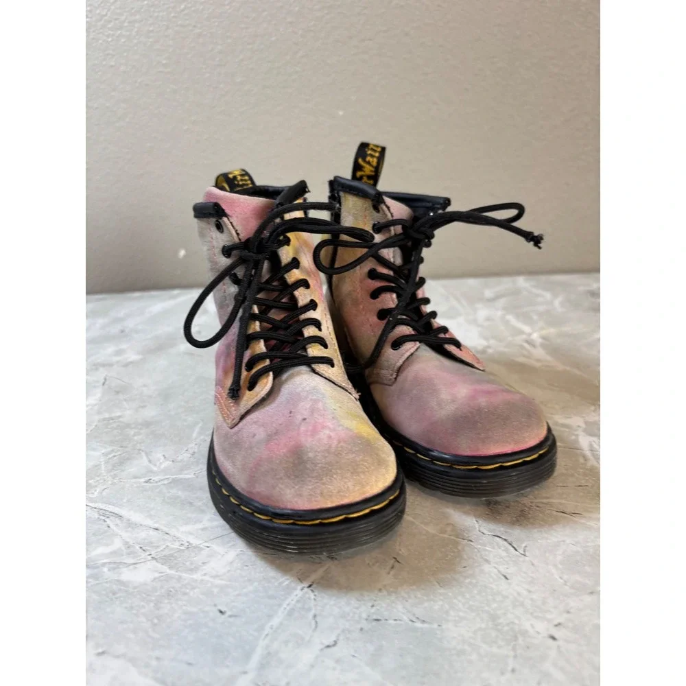 Dr. Martens 1460 T Toddler Tie Dye Suede Boots Pink Yellow Size 10 US Kids 1460T